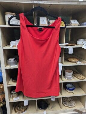 Lafyette 148 Finnley Scoop Silk Red Sleeveless Cowl Neck Tank Top